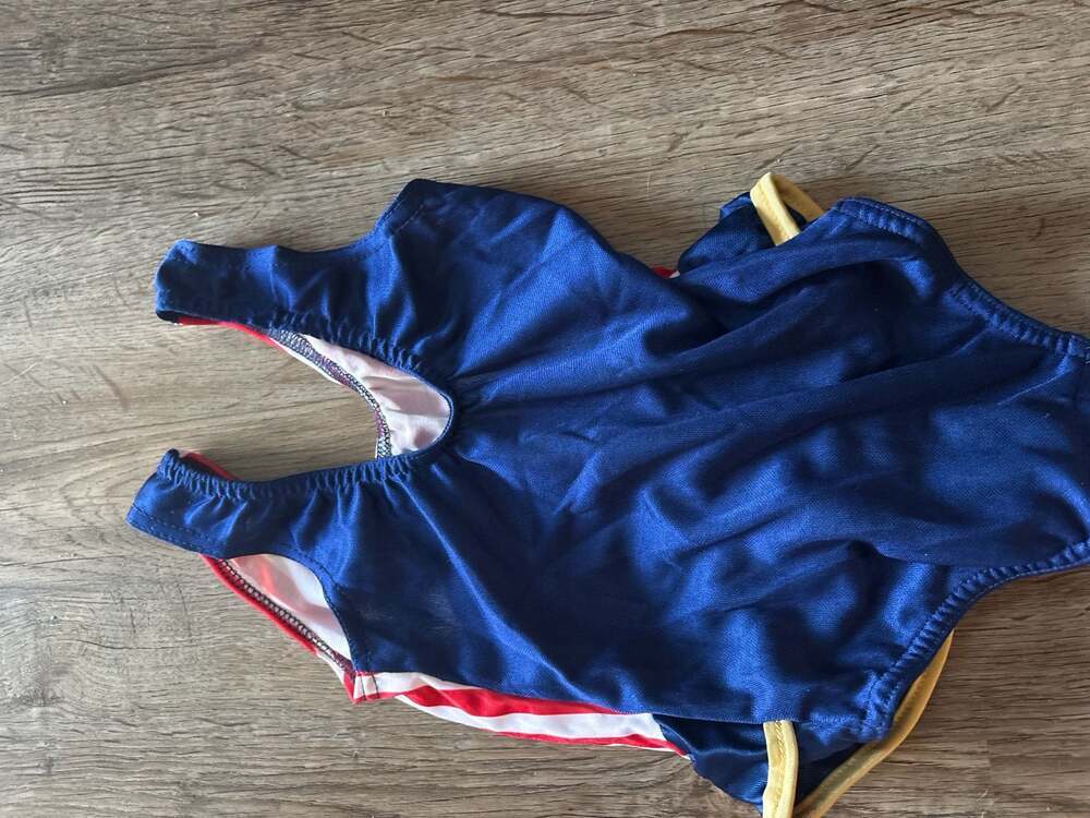 VTG Healthtex Toddler Girl's Nautical Striped Anchor One-Piece Swimsuit Size 3T - Picture 2 of 4
